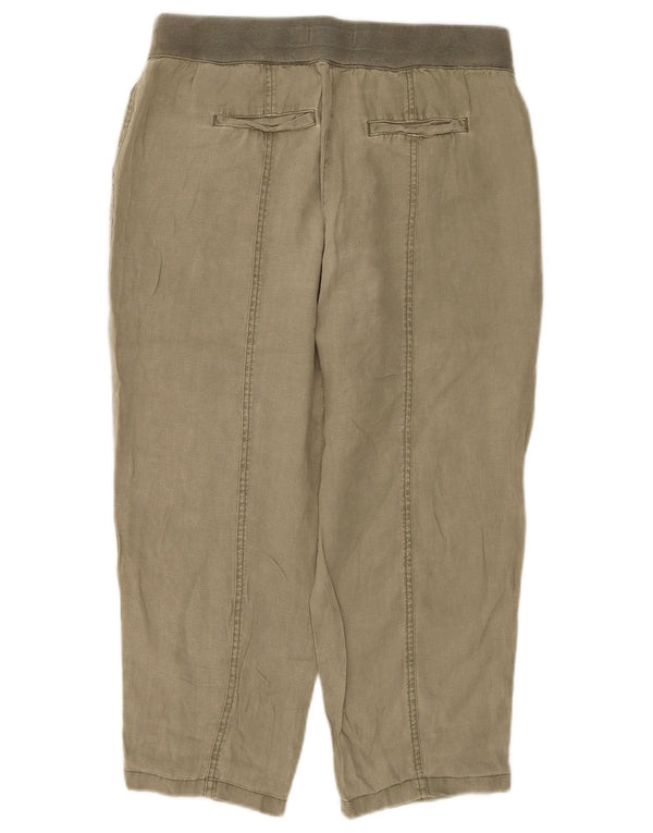 Λευκό γυναικείο κομμένο παντελόνι UK 12 Medium W32 L23 Χακί Λευκό