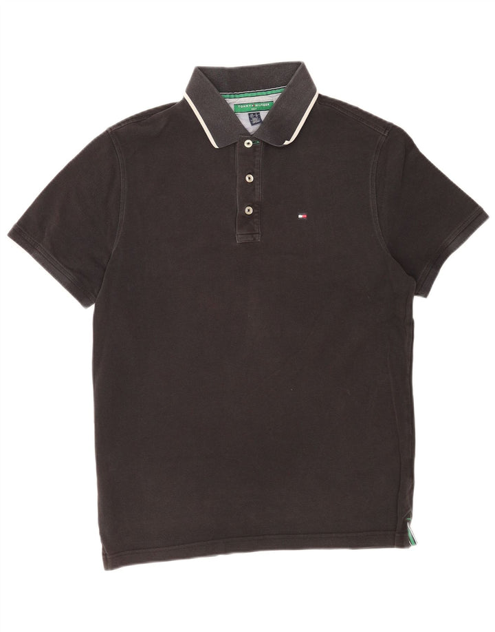 Ανδρικό μπλουζάκι πόλο Tommy Hilfiger, Βαμβακερό μεσαίο μαύρο ριγέ