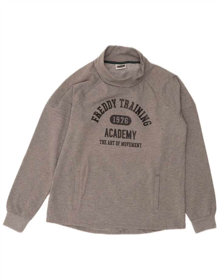 FREDDY Womens Graphic Sweatshirt Jumper UK 12 Medium  Grey Polyester