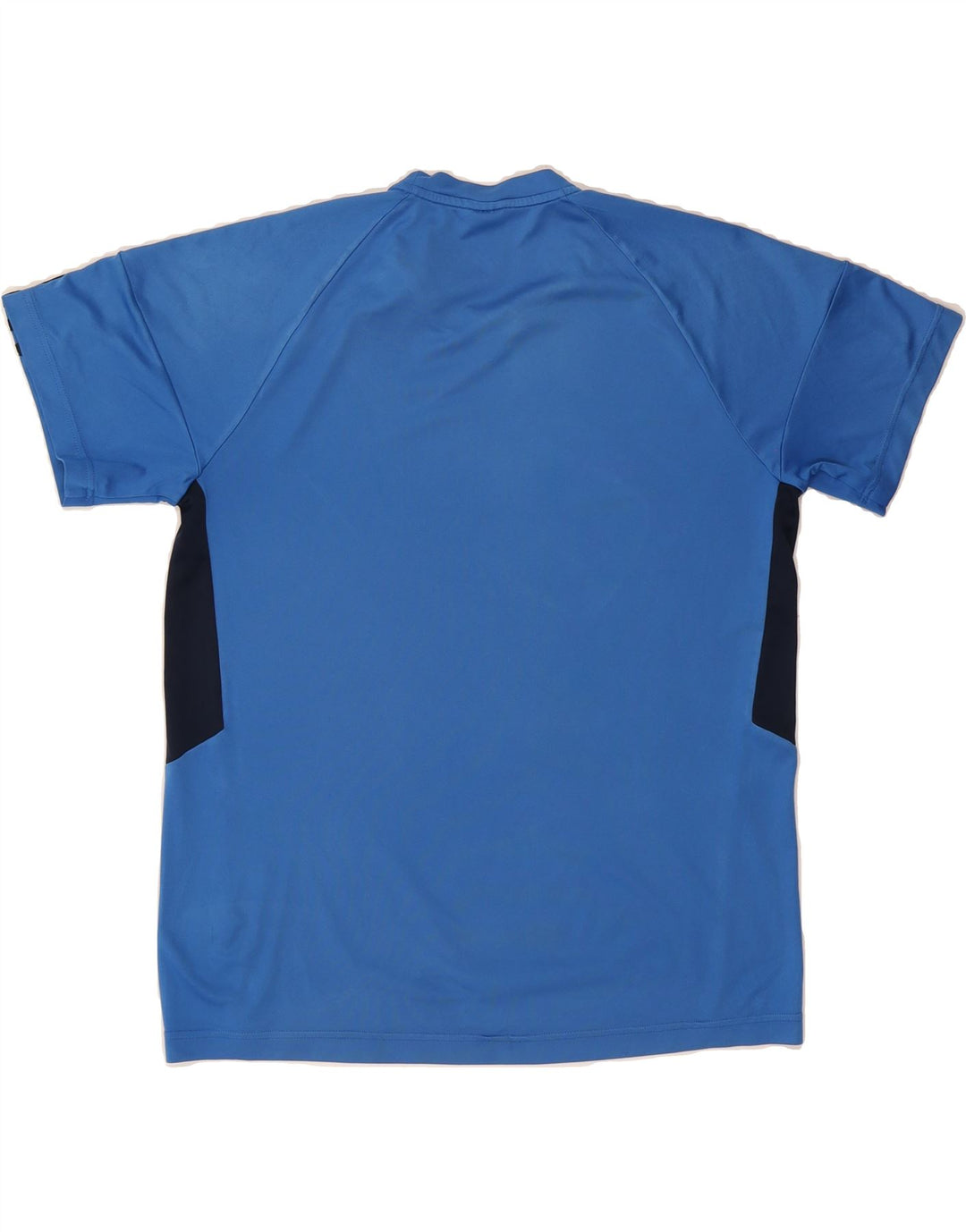 ADIDAS Mens T-Shirt Top Large Blue Colourblock Polyester Vintage Adidas and Second-Hand Adidas from Messina Hembry 