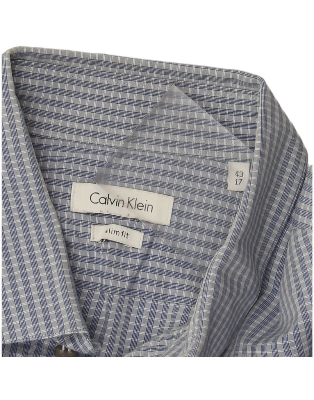Ανδρικό πουκάμισο Calvin Klein Slim Fit Size 43 17 XL Blue Check