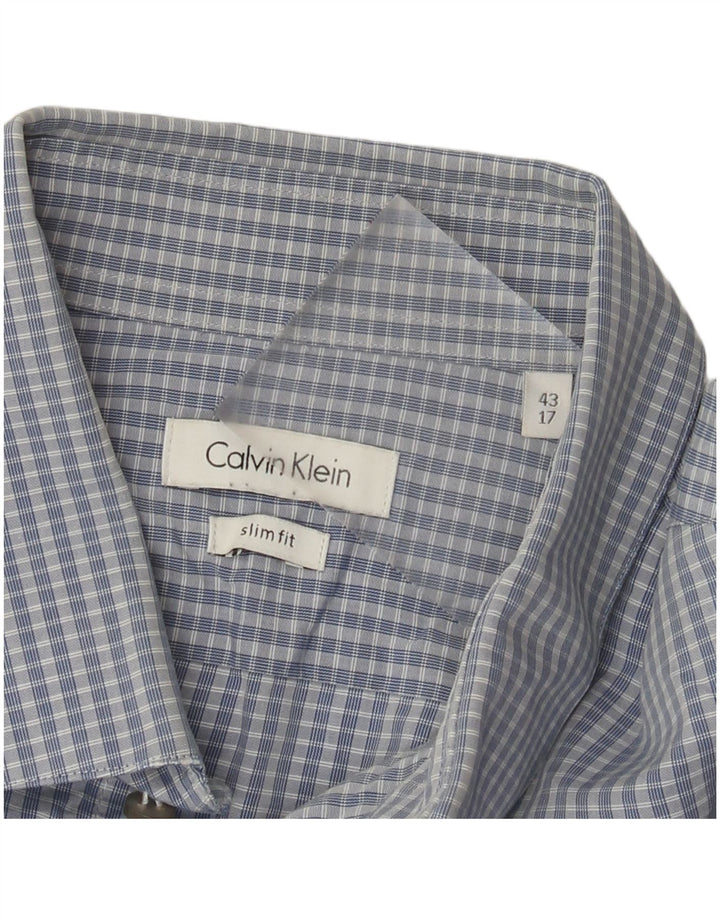 Ανδρικό πουκάμισο Calvin Klein Slim Fit Size 43 17 XL Blue Check
