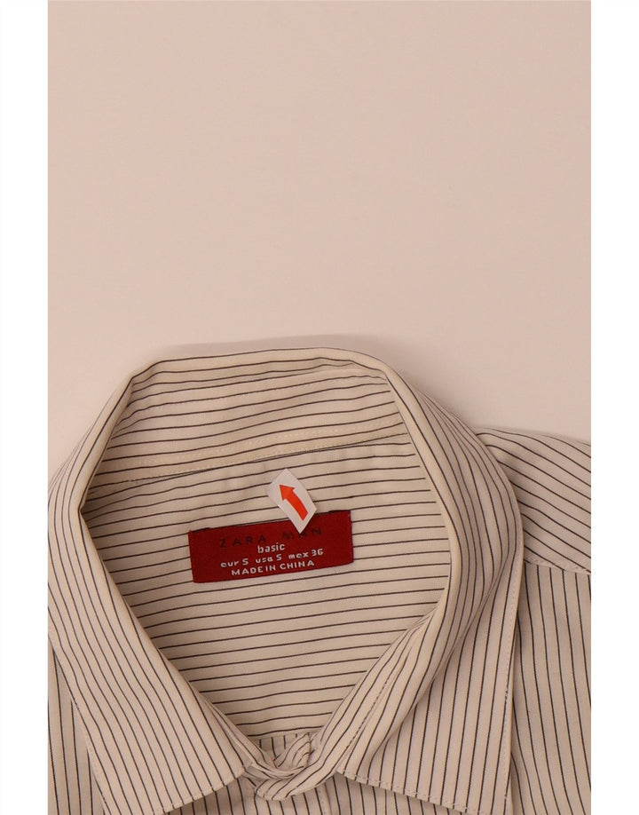 ZARA Mens Basic Shirt Small Beige Striped