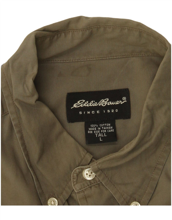 EDDIE BAUER Ανδρικό ψηλό πουκάμισο μεγάλο χακί βαμβακερό