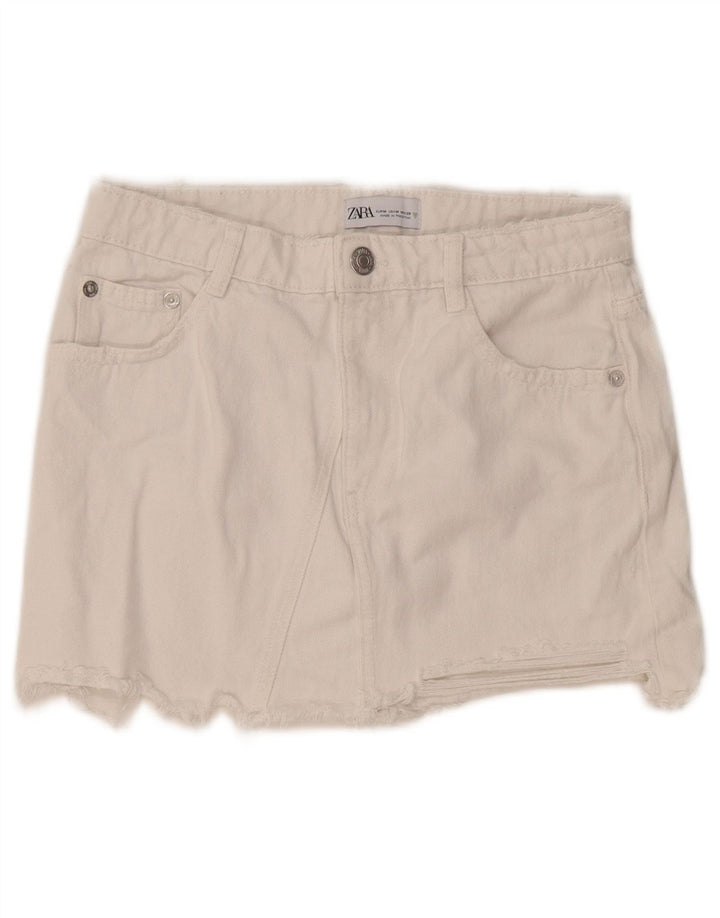Zara Γυναικεία Μίνι Τζιν Φούστα Μεσαία W28 Λευκή