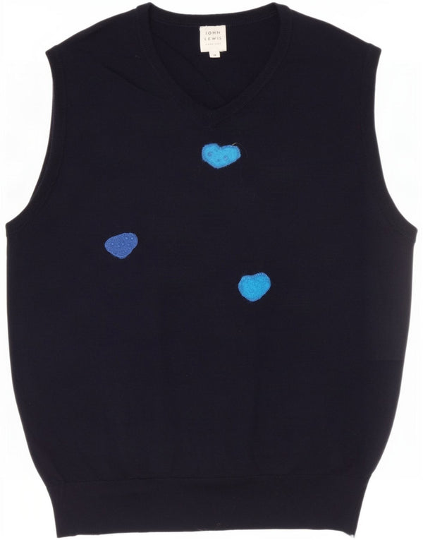 John Lewis Γυναικείο γιλέκο γραφικών Tank Top UK 14 Medium Navy Blue Merino Wool