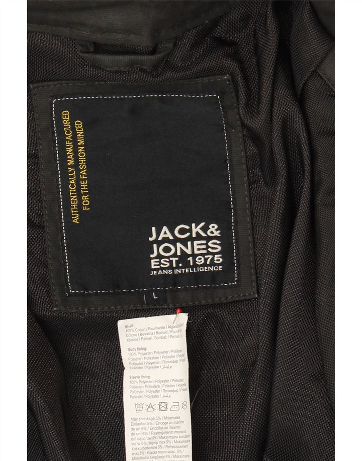 JACK & JONES Mens Utility Jacket UK 40 Large Black Cotton