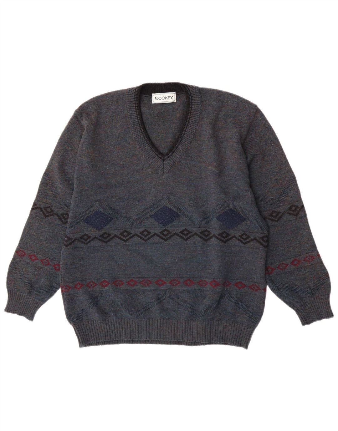 Jockey Ανδρικό πουλόβερ με V λαιμόκοψη IT 50 Medium Blue Geometric