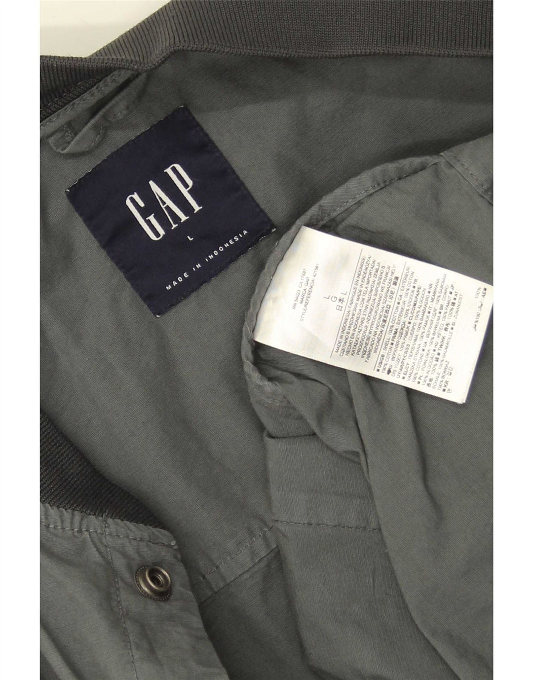 Ανδρικό μπουφάν Gap Bomber UK 40 Large Grey Cotton