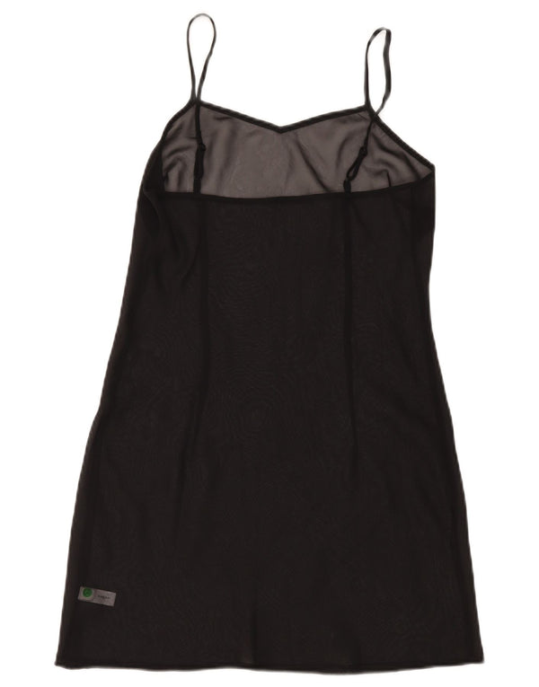 Vintage γυναικείο φόρεμα See Through Slip UK 8 Small Black Silk
