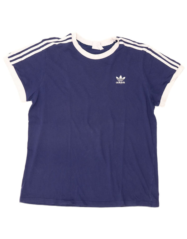 Adidas Γυναικείο T-Shirt Top UK 18 XL Μπλε βαμβακερό