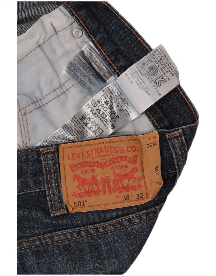 Levi's Mens 501 Straight Jeans W38 L32 Μπλε Βαμβακερό