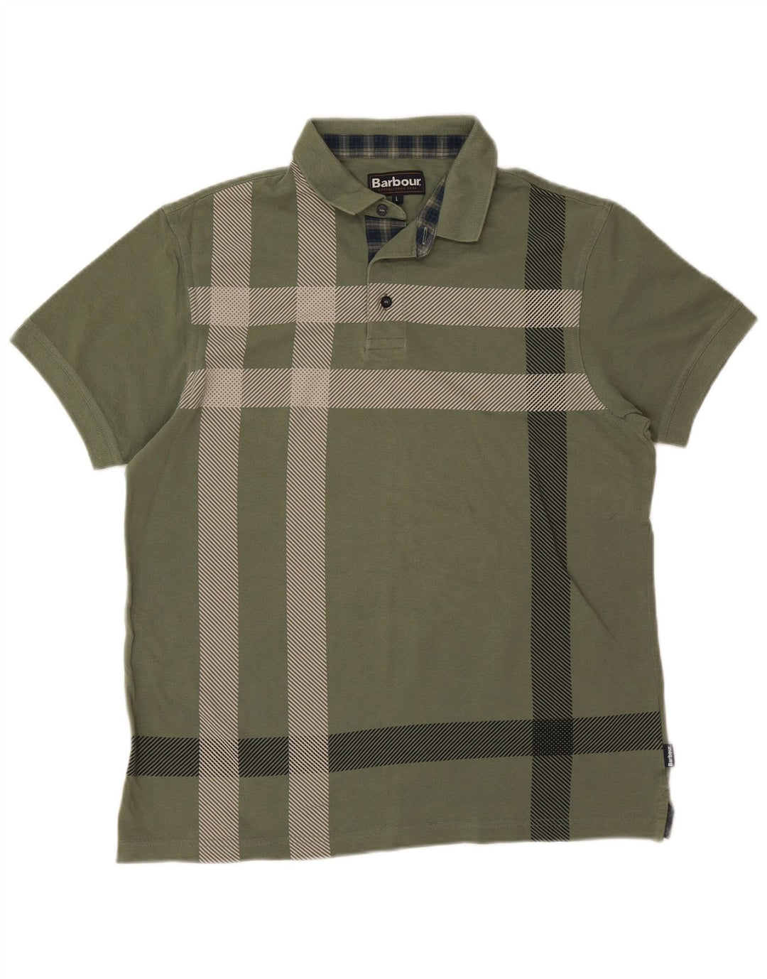 Ανδρικό μπλουζάκι πόλο Barbour Μεγάλο πράσινο check