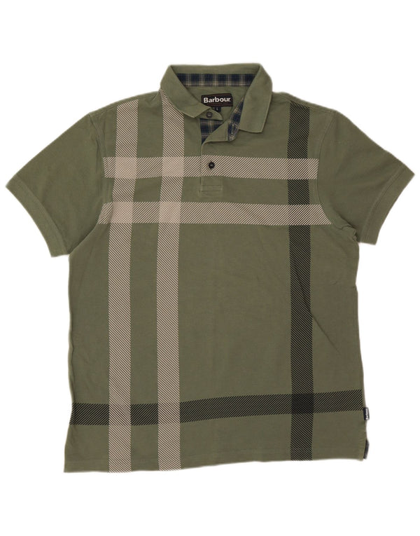 Ανδρικό μπλουζάκι πόλο Barbour Μεγάλο πράσινο check
