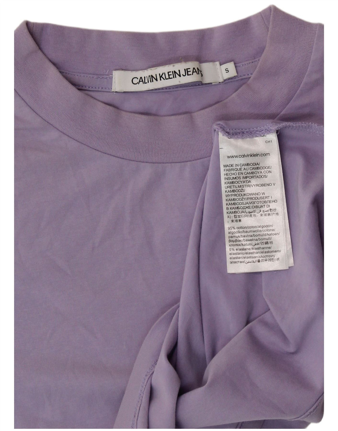 CALVIN KLEIN JEANS Γυναικείο T-Shirt T-Shirt UK 10 Small Purple Βαμβακερό