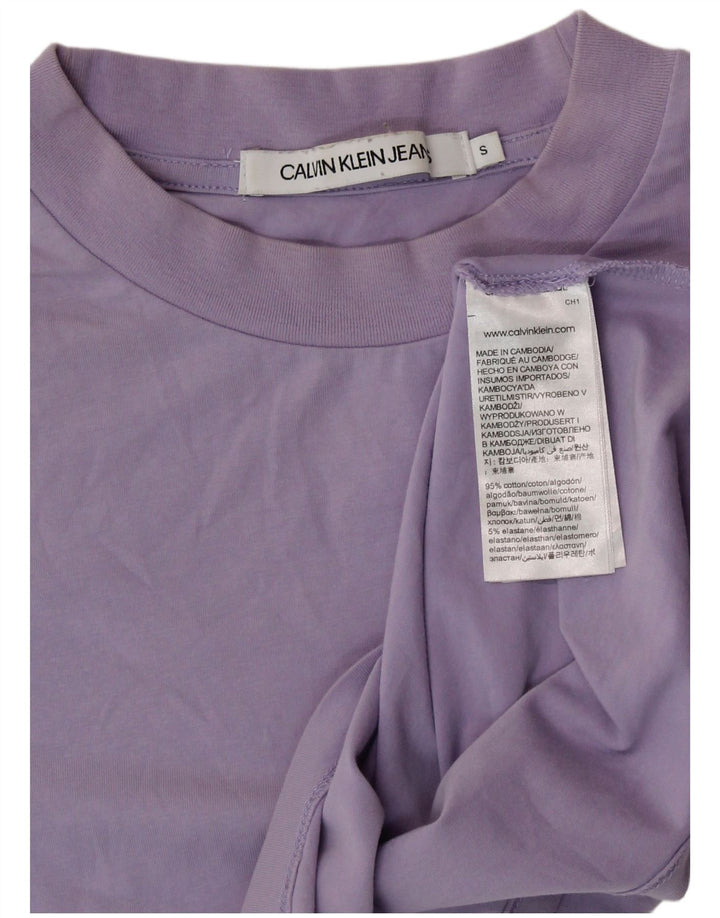 CALVIN KLEIN JEANS Γυναικείο T-Shirt T-Shirt UK 10 Small Purple Βαμβακερό