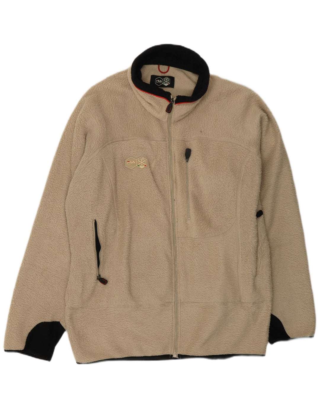 Ανδρικό μπουφάν FILA Fleece UK 44 2XL Beige Colourblock Πολυεστέρας
