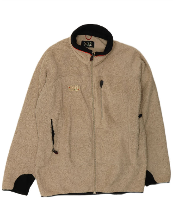 Ανδρικό μπουφάν FILA Fleece UK 44 2XL Beige Colourblock Πολυεστέρας