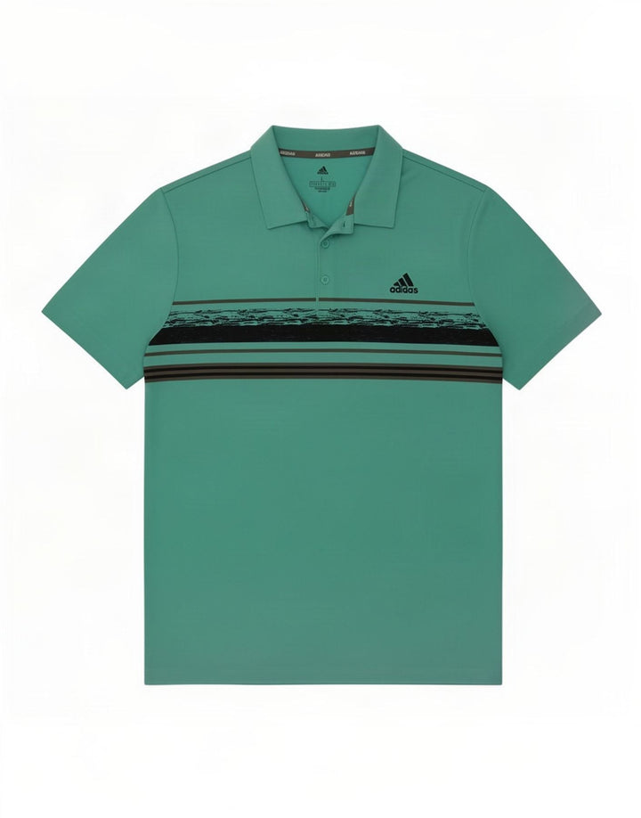 Adidas Ανδρικό πουκάμισο Polo Μεγάλο Τυρκουάζ Ριγέ Πολυεστέρας