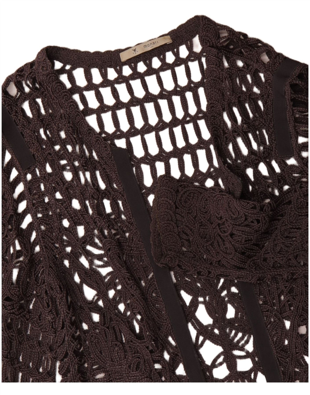 Γυναικείο μακρυμάνικο βελονάκι MONARI See Through Top UK 14 Large Grey