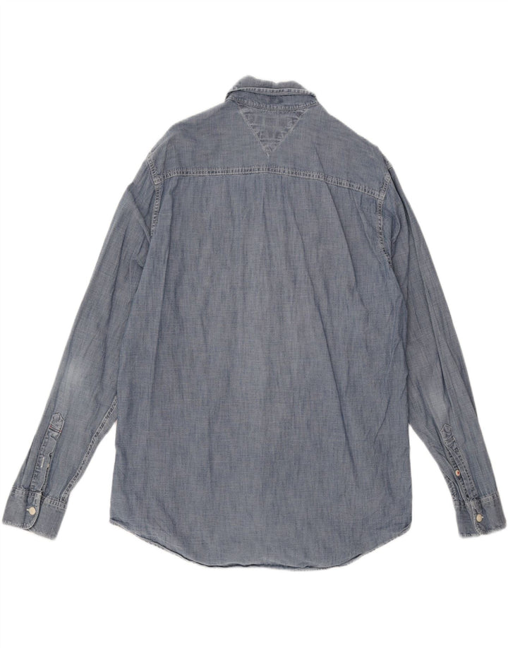 TOMMY HILFIGER Mens Custom Fit Shirt Large Blue Cotton Vintage Tommy Hilfiger and Second-Hand Tommy Hilfiger from Messina Hembry 