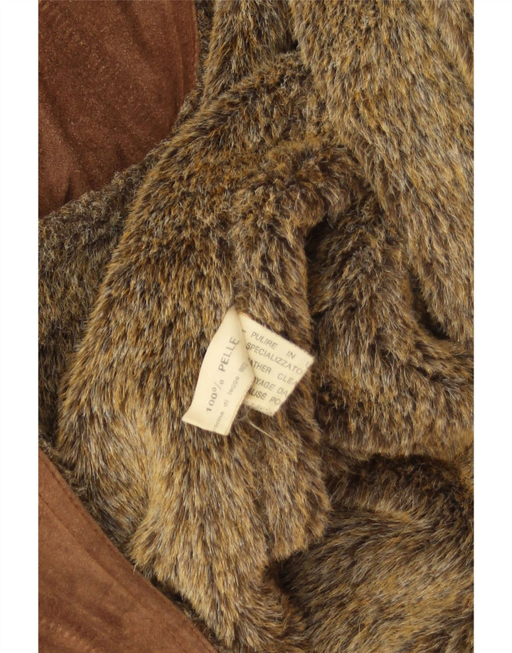 Vintage Ανδρικό Suede Shearling Jacket UK 38 Medium Brown Δέρμα
