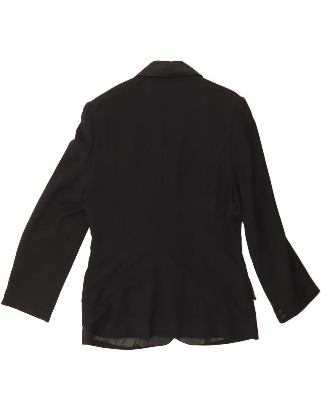 VINTAGE Womens 3 Button Blazer Jacket UK 12 Medium Black Wool Vintage Vintage and Second-Hand Vintage from Messina Hembry 