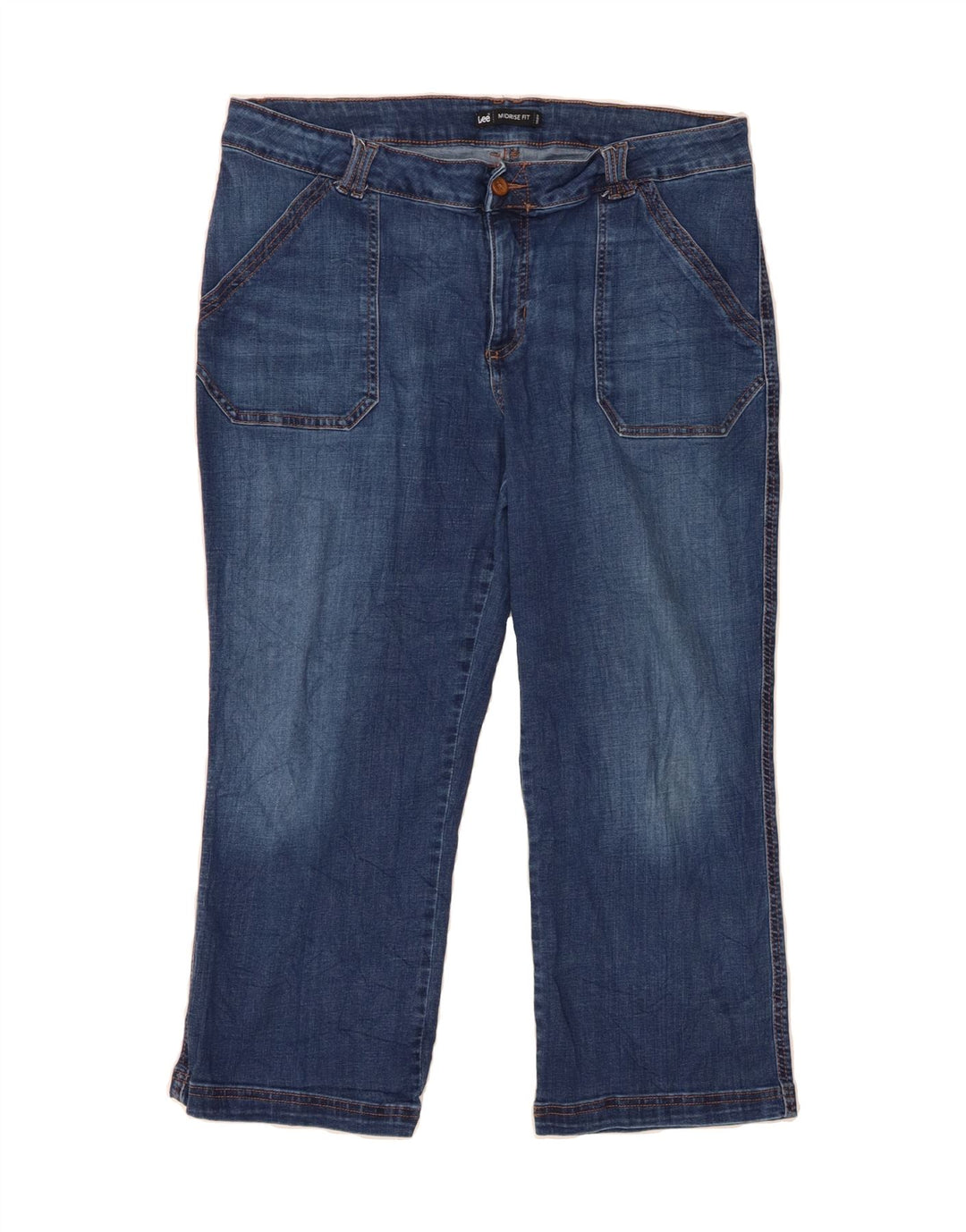 LEE Womens Mid Rise Cropped Jeans W34 L23 Blue Vintage Lee and Second-Hand Lee from Messina Hembry 