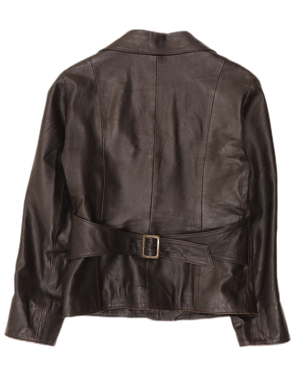 Vintage Γυναικείο Δερμάτινο Σακάκι 1 Κουμπί IT 46 Large Μαύρο