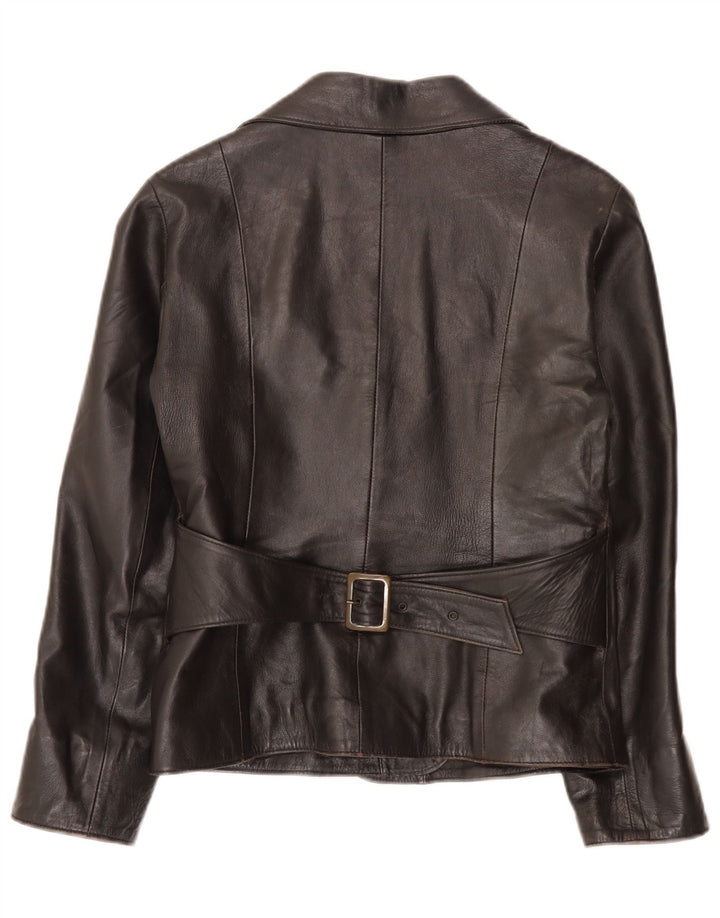Vintage Γυναικείο Δερμάτινο Σακάκι 1 Κουμπί IT 46 Large Μαύρο