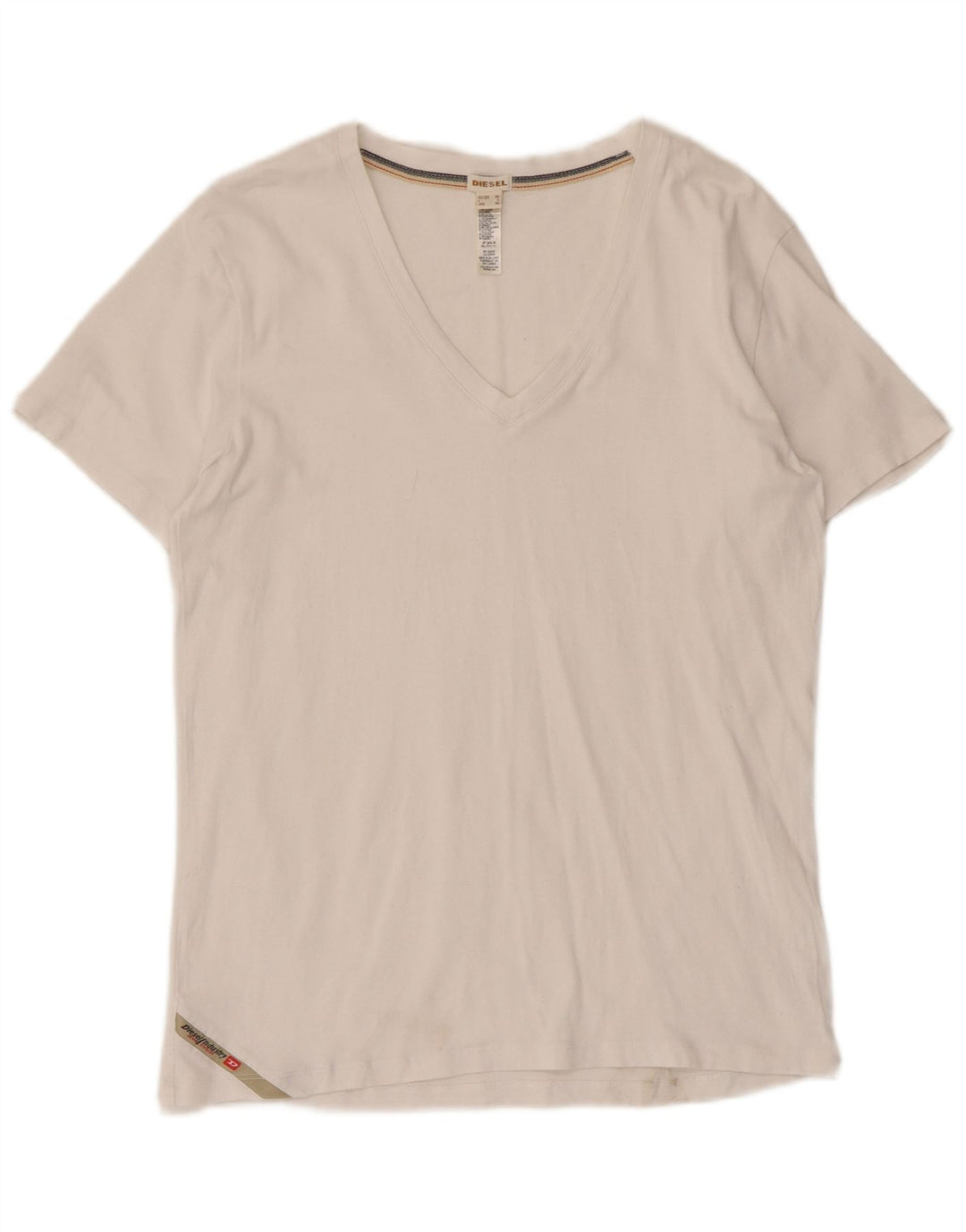 Diesel Γυναικείο T-Shirt Top UK 12 μεσαίο λευκό βαμβακερό