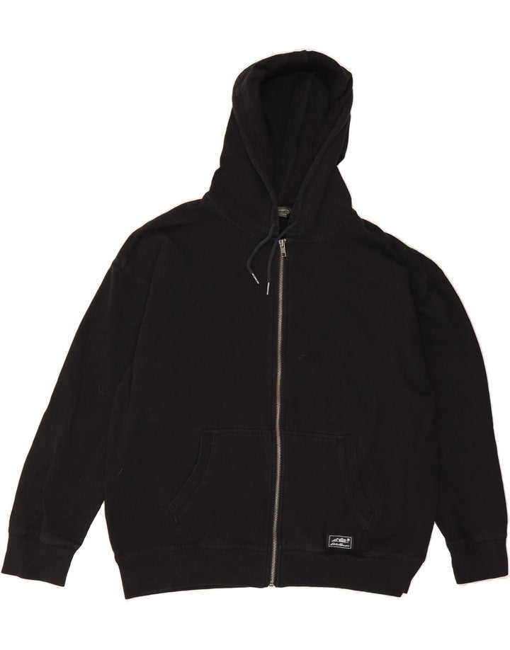 EDDIE BAUER Womens Oversized Zip Hoodie Sweater UK 14 Medium Black Cotton Vintage Eddie Bauer and Second-Hand Eddie Bauer from Messina Hembry 