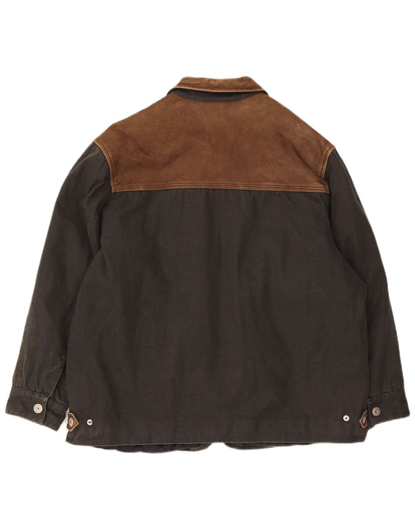 Ivy Oxford Mens Loose Fit Utility Jacket IT 50 Large Black Colourblock