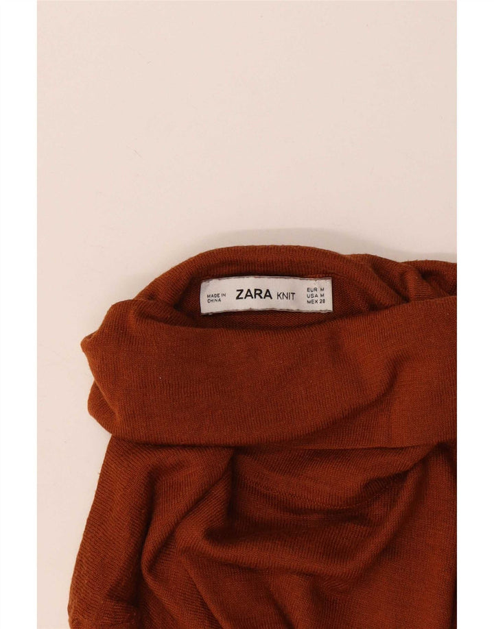 Zara Γυναικείο πουλόβερ με ρολό λαιμόκοψη UK 12 Μεσαίο καφέ