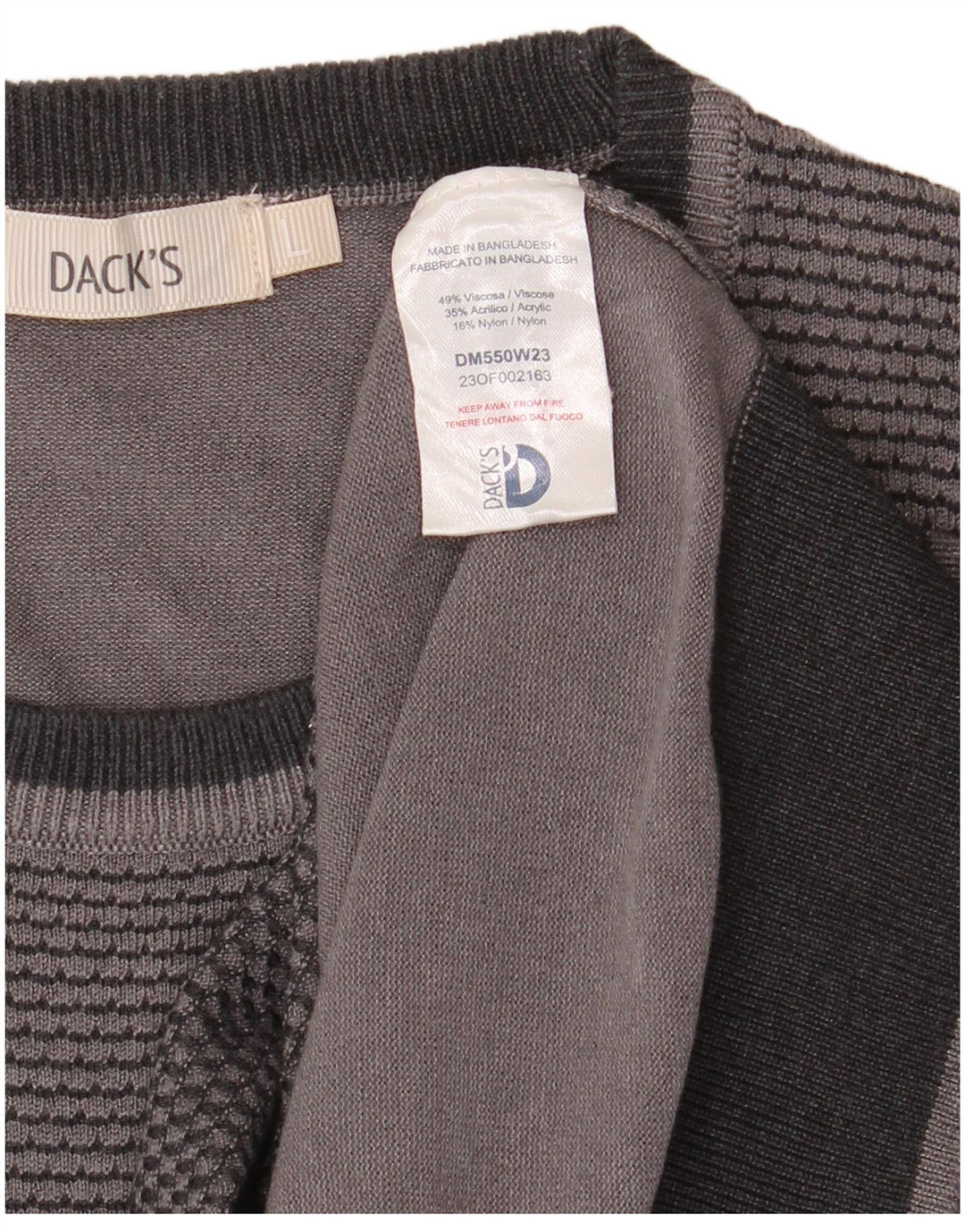 DACK'S Ανδρικό πουλόβερ με λαιμόκοψη μεγάλου γκρι χρώματος βισκόζη