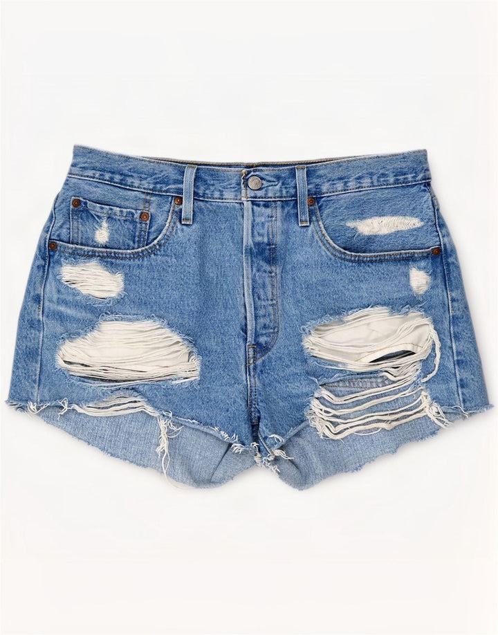 Levi's Womens 501 Distressed τζιν σορτς W31 μεσαίο μπλε βαμβακερό