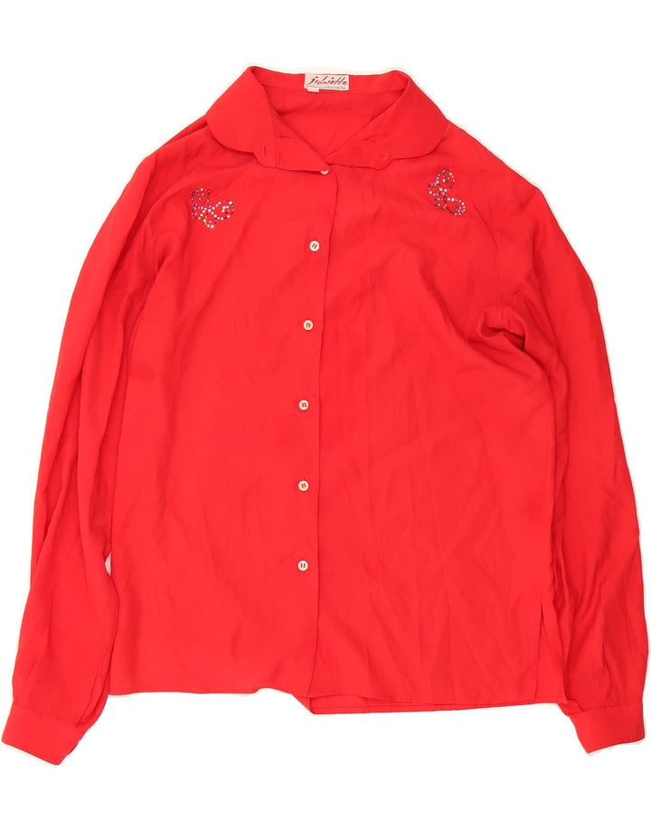 VINTAGE Womens See Through Shirt Blouse IT 48 XL Red Vintage Vintage and Second-Hand Vintage from Messina Hembry 