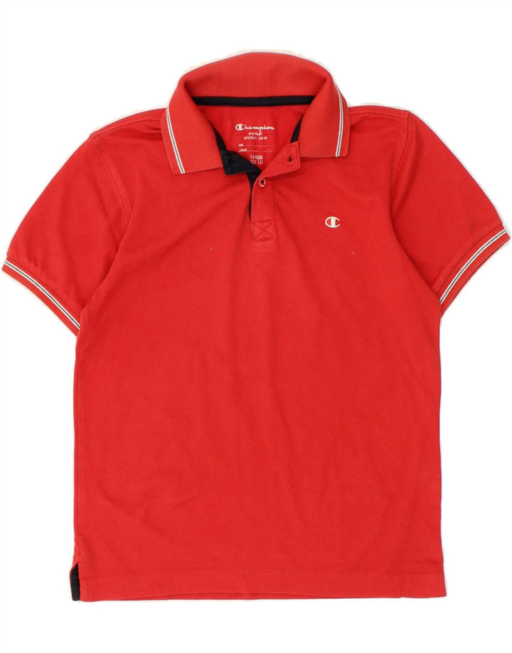 CHAMPION Boys Polo Shirt 7-8 Years Small Red Cotton Vintage Champion and Second-Hand Champion from Messina Hembry 