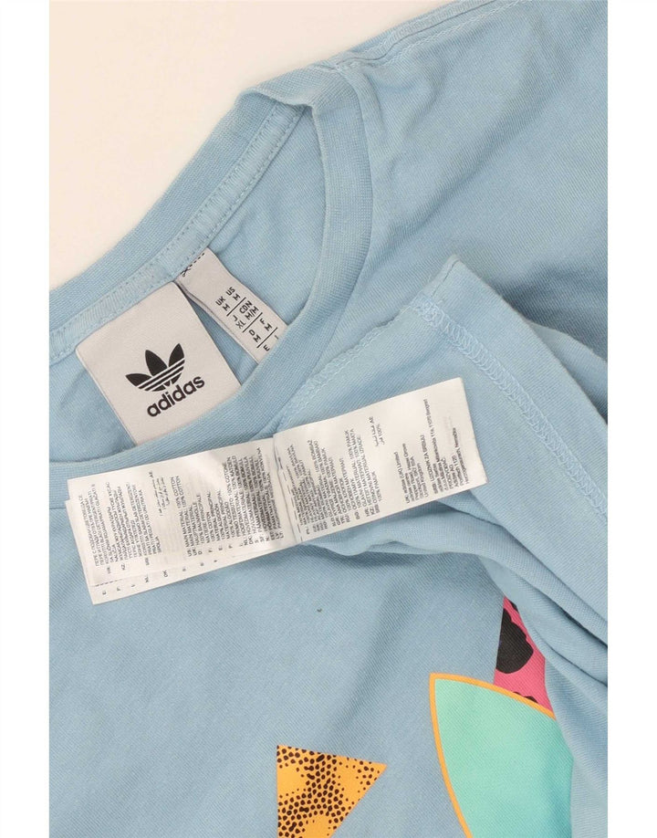 Ανδρικό γραφικό T-Shirt Adidas Top από μεσαίο μπλε βαμβακερό