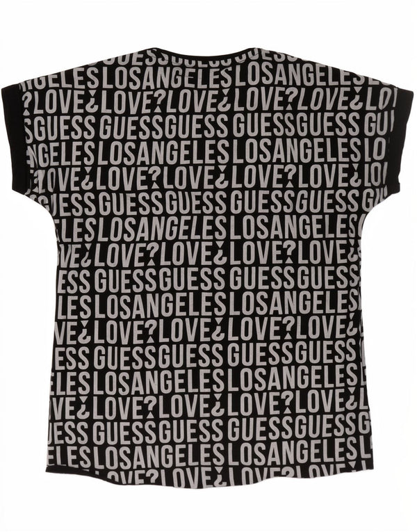 Guess Girls Graphic T-Shirt Top 11-12 ετών Μαύρο βαμβακερό