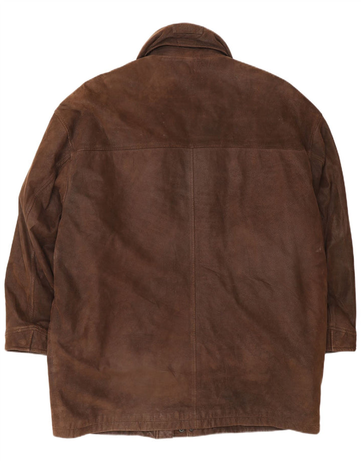 Ανδρικό Gant Loose Fit Δερμάτινο Αντιανεμικό Παλτό UK 38 Μεσαίο Καφέ