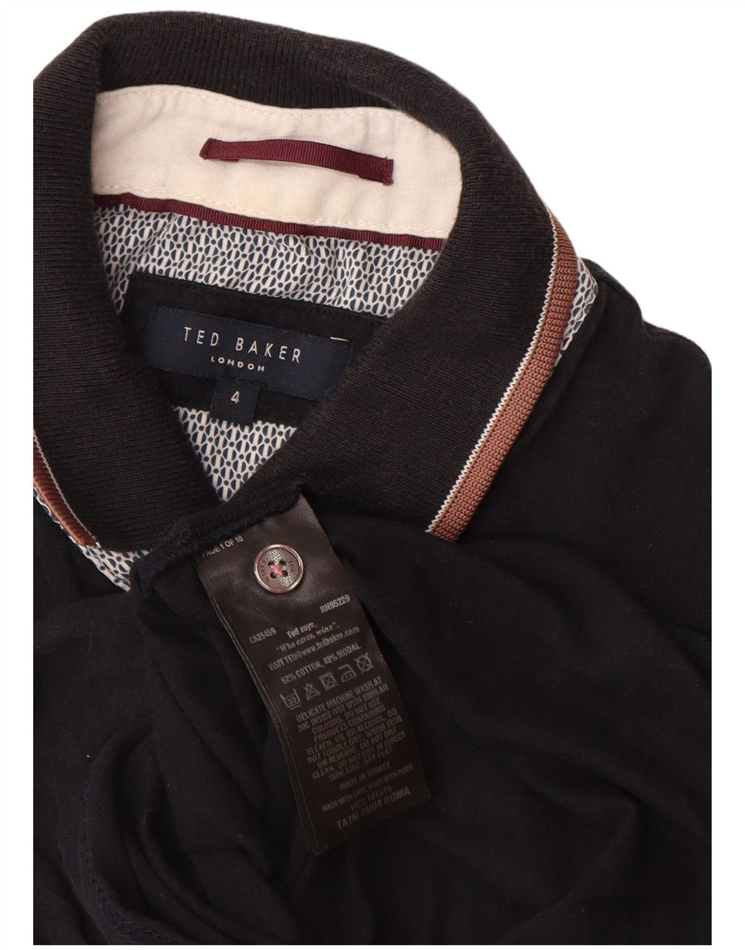 Ανδρικό μπλουζάκι πόλο Ted Baker Μέγεθος 4, μεγάλο μαύρο βαμβακερό