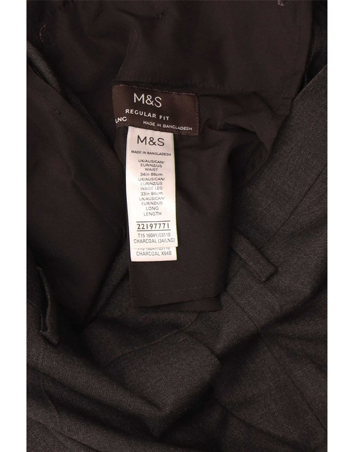 Marks & Spencer Ανδρικό ίσιο παντελόνι με κανονική εφαρμογή W34 L33 Γκρι