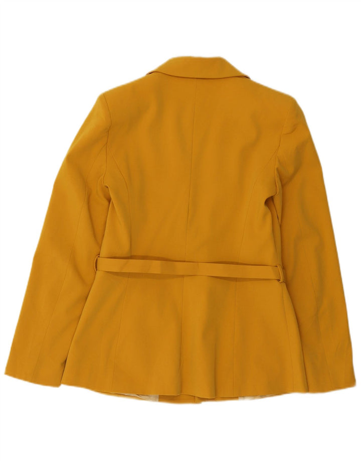 Zara Γυναικείο σακάκι με ζώνη UK 10 Small Yellow Polyester