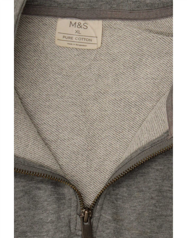 Marks & Spencer Ανδρικό φούτερ με φερμουάρ Jumper XL Γκρι βαμβακερό