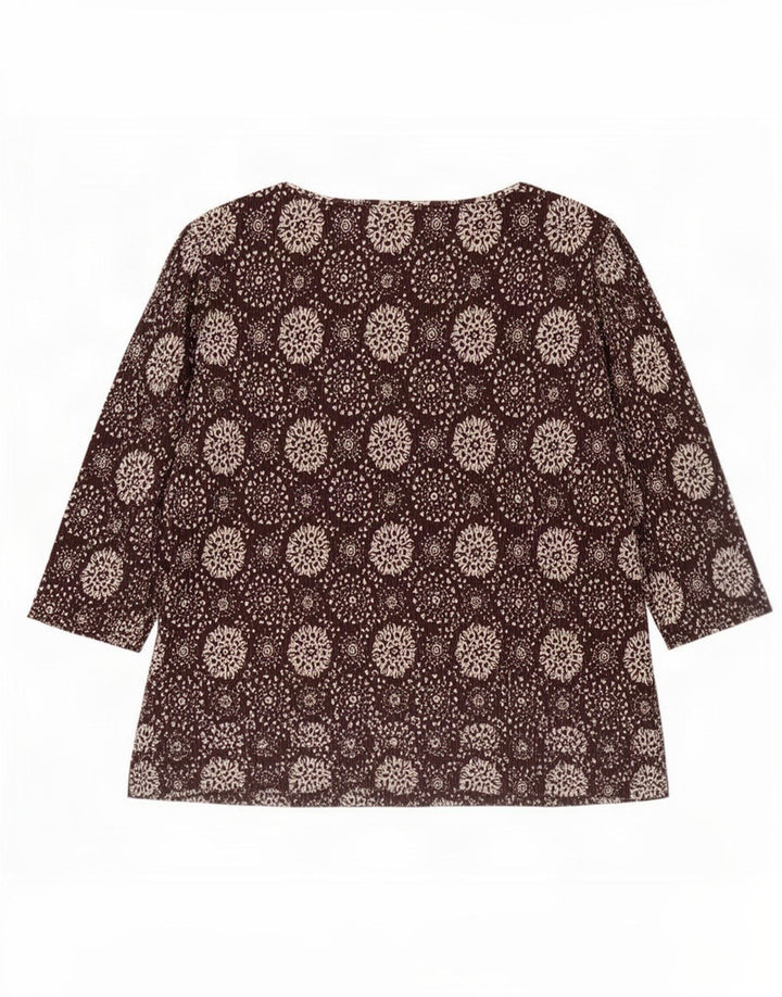 Marks & Spencer Womens Abstract Pattern Top 3/4 Sleeve UK 20 2XL Brown