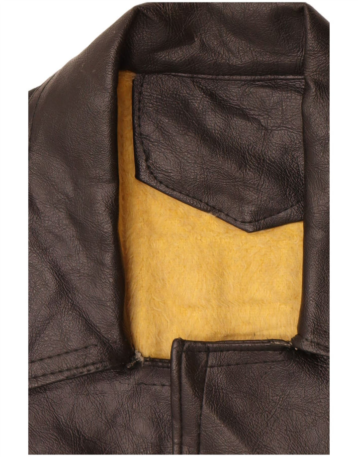 VINTAGE Ανδρικό Δερμάτινο Μπουφάν UK 40 Large Μαύρο Δερμάτινο