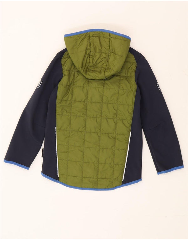 Jack Wolfskin Boys Hooded Jacket 7-8 Years Green Colourblock