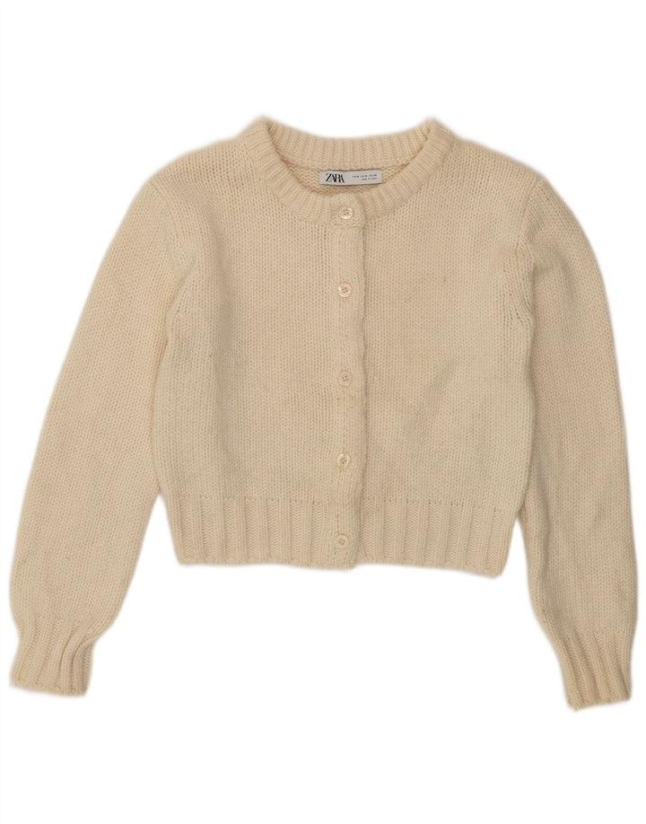 Zara Γυναικεία Ζακέτα Crop UK 12 Medium Off White Polyamide