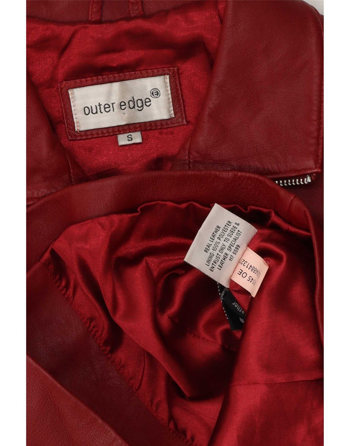 Outer Edge Γυναικείο Δερμάτινο Μπουφάν UK 10 Small Red